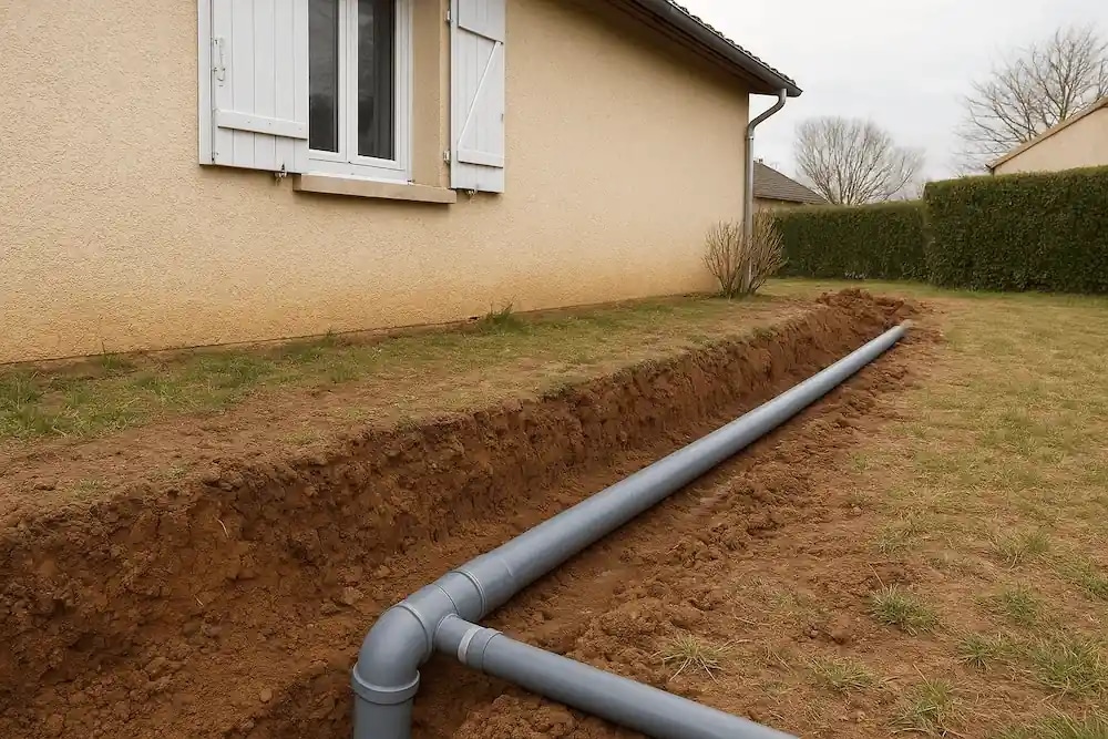 Fonds prévention argile - Pose de canalisation d'évacuation des eaux pluviales.